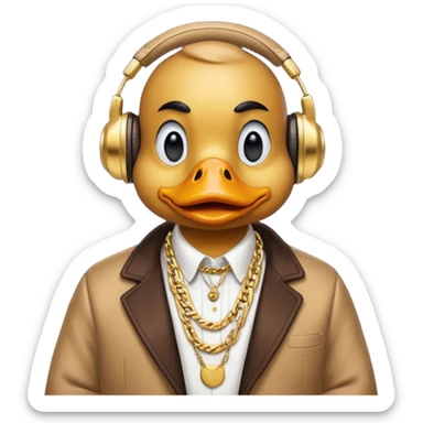 A gangster duck listening to rap music sticker