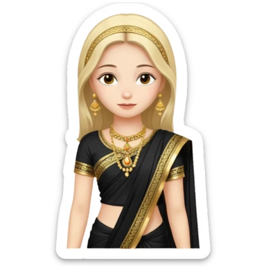 Russian girl in Indian blacksaree show full image from head to leg sticker