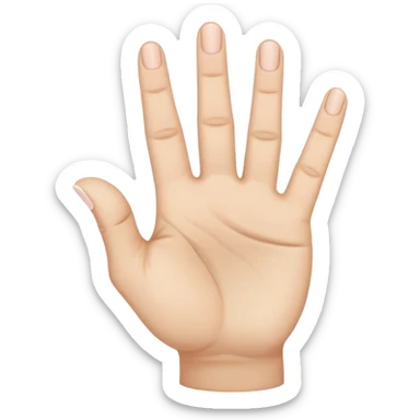 hand with a light skin tone. The palm is facing forward, with the thumb, middle finger, and pinky finger extended, while the index and ring fingers are curled down into the palm. sticker