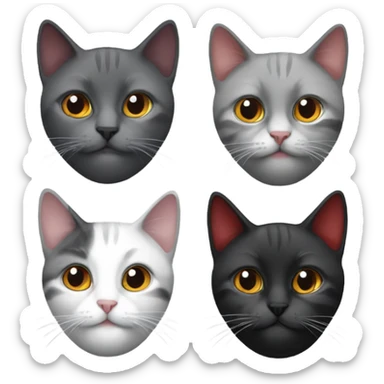 Four cats black grey grey and red sticker