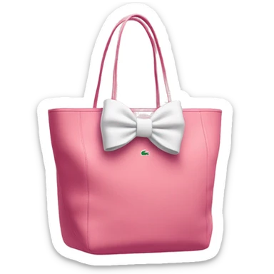 pink lacoste tote bag with one white bow on left side  sticker