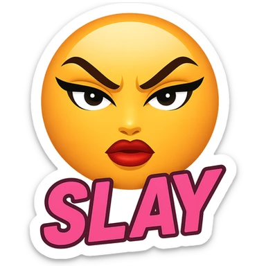 slay emoji, trendy and fierce, no background sticker