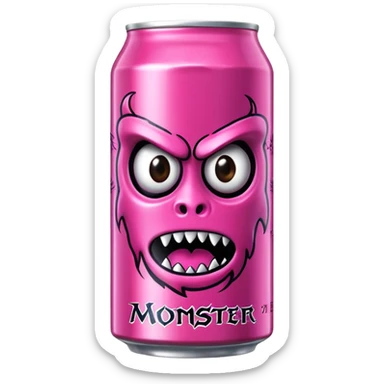 Pink monster energy drink with the logo of original monster company energy drink do not add the face in it just normal monster can  sticker