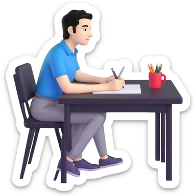 white man with black hair drawing at a table sticker