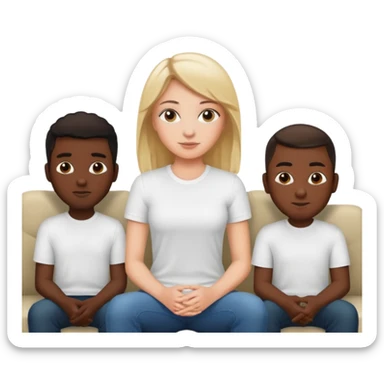 A white girl sitting on a couch with five black men in white shirts behind her  sticker