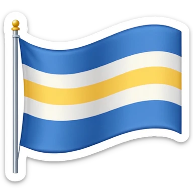 A flag with Blue on top than in the middle White and on the bottom yellow sticker