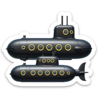 can you generate an emoji of a small black submarine with only two portholes? sticker