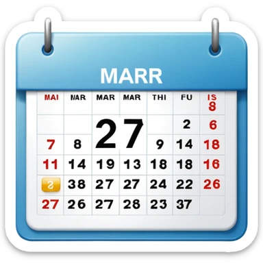 big calendar with the leters 27 MAR sticker