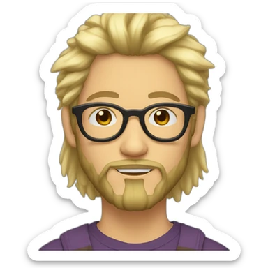 Non binary Big lebowsky blond round glasses chaotic beard long hair drink rhum sticker