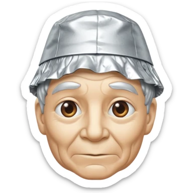 tin foil hat with smirking face sticker