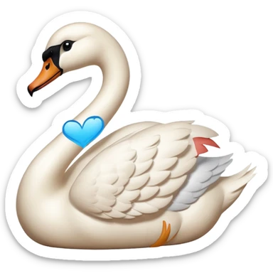 one beige heart on the side of the swan sticker