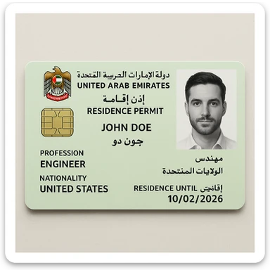 Dubai Residence Permit Card sticker