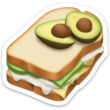 A A sandwich with avocado seashells and milk sticker