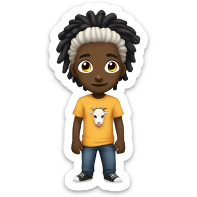 Black male in anime style with light skin. He has dreadlocks and a goat tee. Chibi sticker