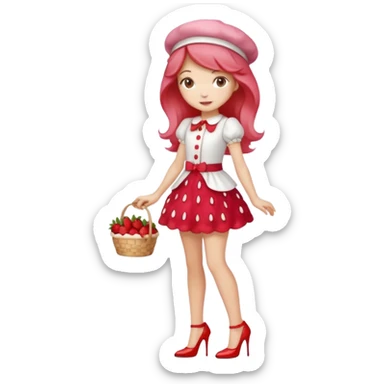 pretty and cute realistic modern day strawberry shortcake full body with high heels emoji sticker