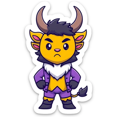 Beast from Beauty and the Beast with human-like mouth and facial expression, still with horns and fur, wearing prince outfit sticker
