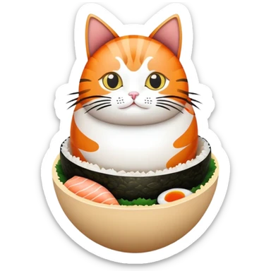 cat sitting in an egg made of sushi sticker