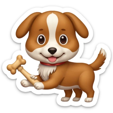 Dog with bone Toy sticker