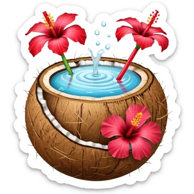 coconut drink with red flowers sticker