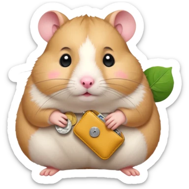cartoon-style hamster melancholy expression opening his coin purse to showcase nothing sticker