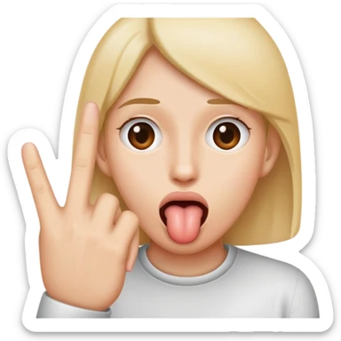 tongue inbtween fingers sticker