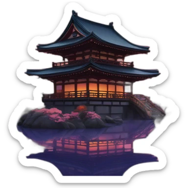 Magic night japanese temple  sticker