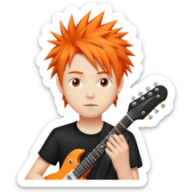 "- Nam
- 15 tuổi
- Da trắng
- Tóc cam vuốt dựng đứng
- Thành viên ban nhạc rock
" sticker