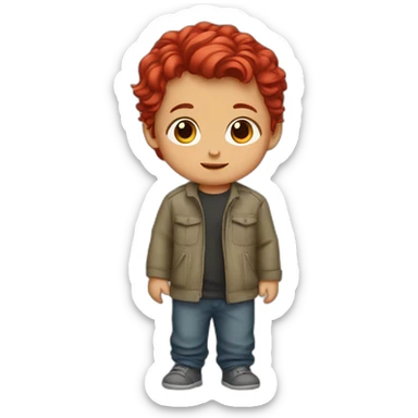 Afghan baby boy with red hair, red eyes, red shirt  sticker