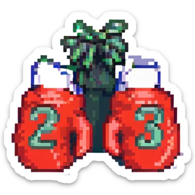 красные боксерские перчатки друг на друге с надписью "23", no background sticker