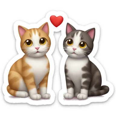 Two cats with hearts sticker