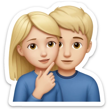 A girl holding an boys ear tightly sticker