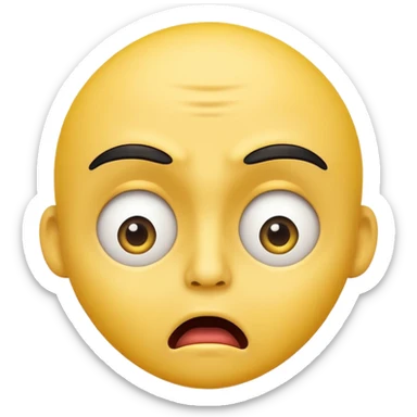 shocked emoji, raised eyebrows, mouth agape, yellow face, no text sticker