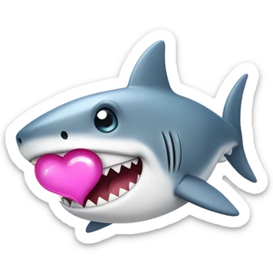 A cute shark who showing a pink coquette heart sticker