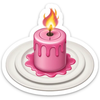 A drawing of a flaming pink candle that could be used at a romantic dinner table. The camera is a Bird's-Eye View angle. sticker