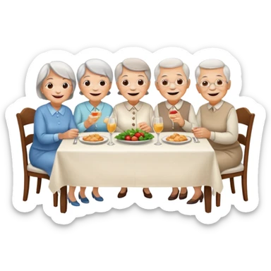 4 elderly people having dinner sticker