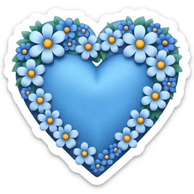 blue heart with a floral design sticker