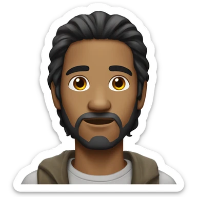 Homeless man with long straight black hair and tan skin sticker