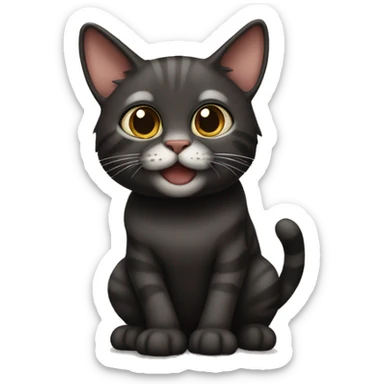 dark taby cat (not fat, big eyes) being silly, full body sticker
