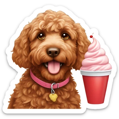 Red Labradoodle with ice cream sticker