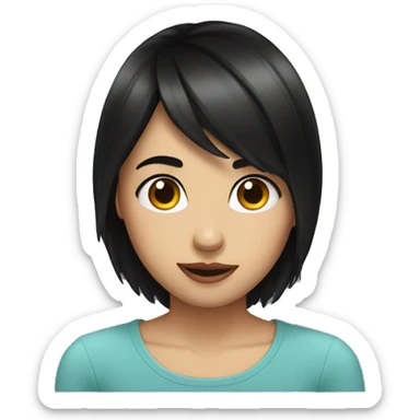 Girl with black hair kissing guy with b hair  sticker