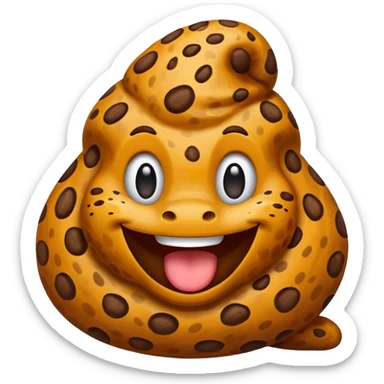 a leopard-colored poop with face and smile sticker