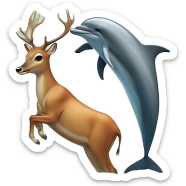 deer and dolphin  sticker