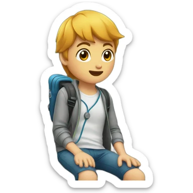 A kid using herinsulin pump while playing in a park sticker