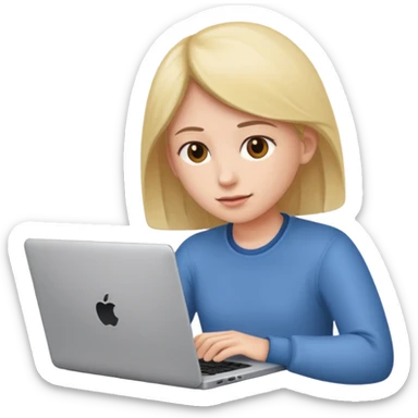 person working working on a laptop facing front sticker