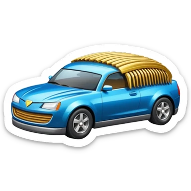 superhero car shaped like a giant comb with bristles, beard-themed vehicle sticker