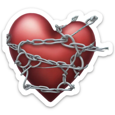 A heart surrounded by chain link fence topped with razor wire  sticker