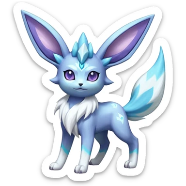 Fluffy celestial Glaceon-Espeon-dialga-hybrid, full body sticker