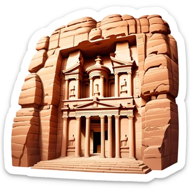 Ancient city of Petra in Jordan with the famous Treasury building carved into rock sticker