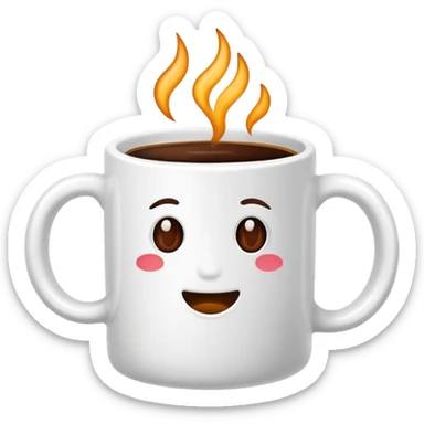 complete white colored mug without eyes and mouth, with coffee inside  sticker