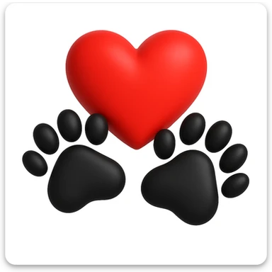 Make the puppy paws black, keep the heart and original style (original style was microsoft style 3d fluent emojis) sticker